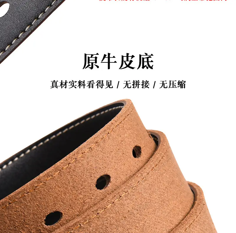 Men's Black Genuine Leather Belt with Gold Buckle β feature 7