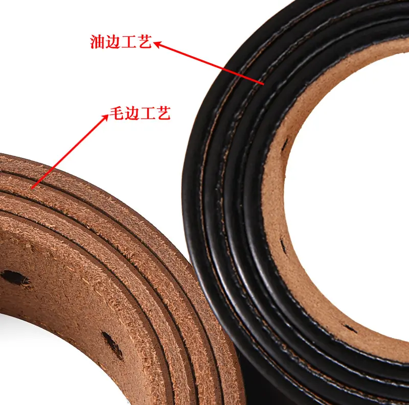 Men's Black Genuine Leather Belt with Gold Buckle β feature 9