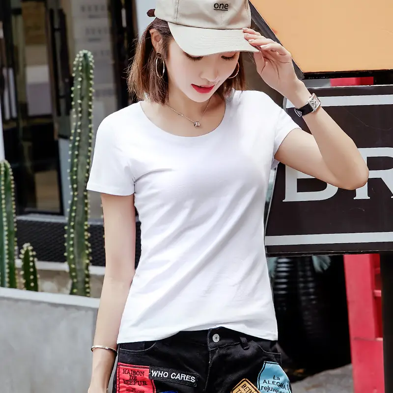 Pure Cotton Women's Orange Round Neck T-Shirt - Image 16