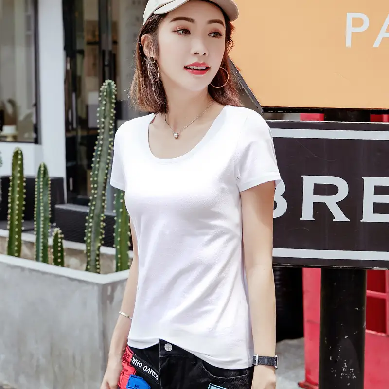 Pure Cotton Women's Orange Round Neck T-Shirt - Image 18
