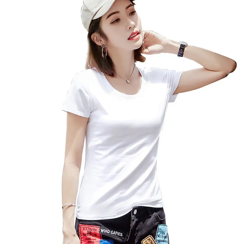 Pure Cotton Women's Orange Round Neck T-Shirt - Image 19