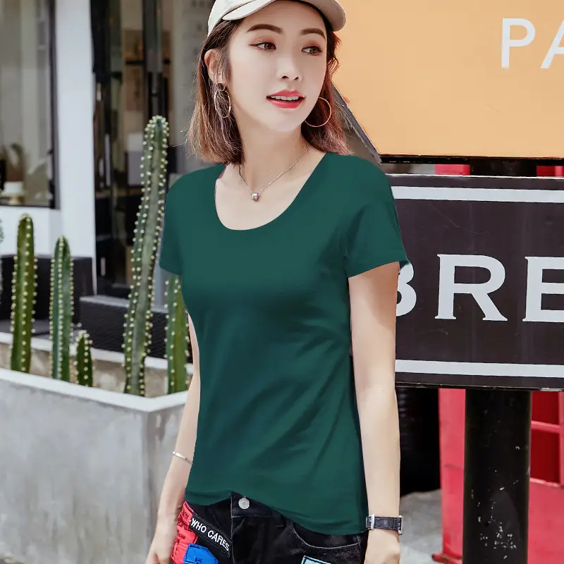 Pure Cotton Women's Orange Round Neck T-Shirt - Image 13