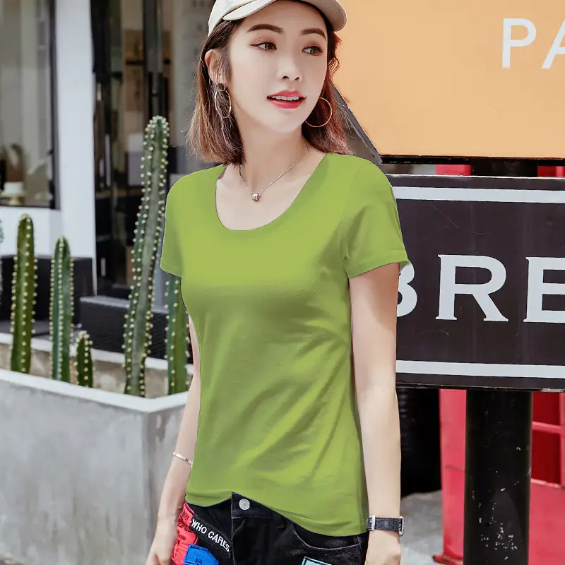 Pure Cotton Women's Orange Round Neck T-Shirt - Image 14
