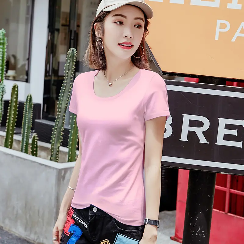 Pure Cotton Women's Orange Round Neck T-Shirt - Image 5