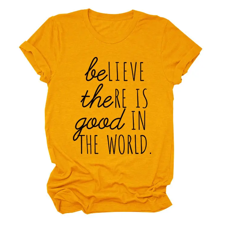 Believe in Good in the World Women T-Shirt Gray - Image 4