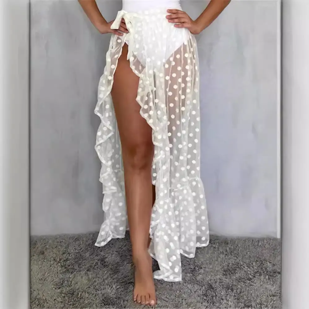 2024 Mesh Skirt Beach Sunscreen Blouse Sexy White
