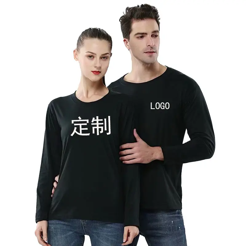 Men Black Long Sleeve T-Shirt with Logo Print