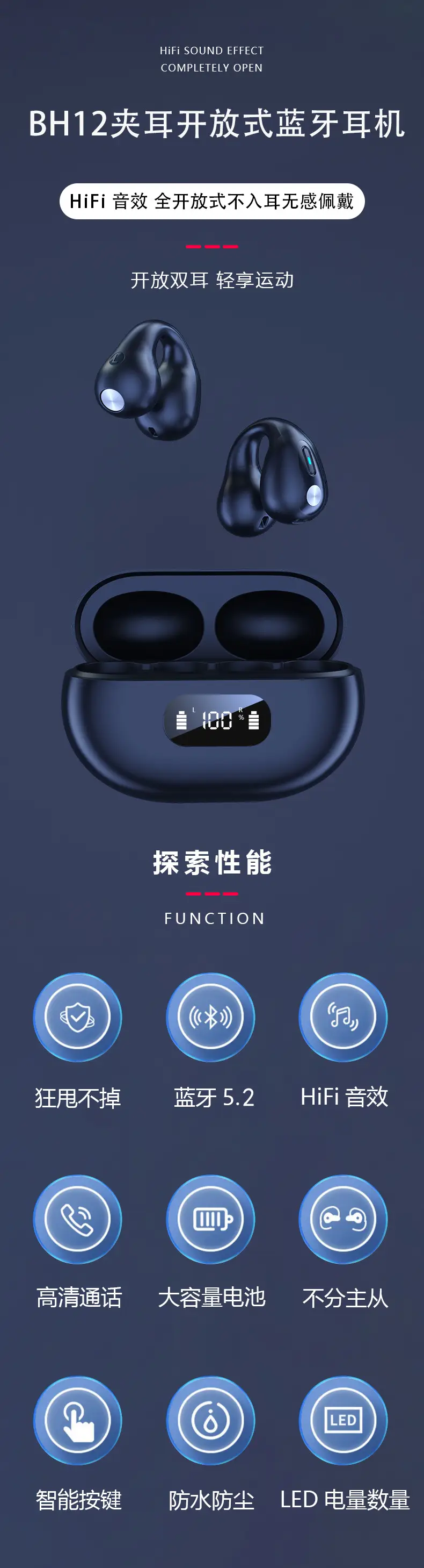 AI Translation Wireless Earbuds Black 5.3 Stereo Bluetooth — feature 2