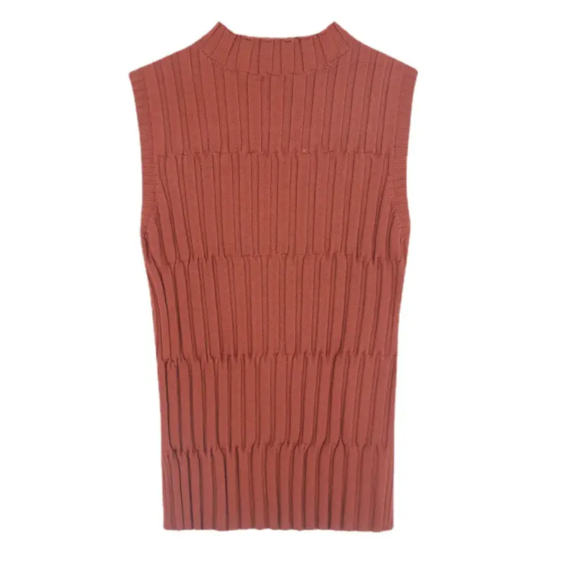 Women's New Retro Half Turtleneck Sleeveless Vest Top - Image 13