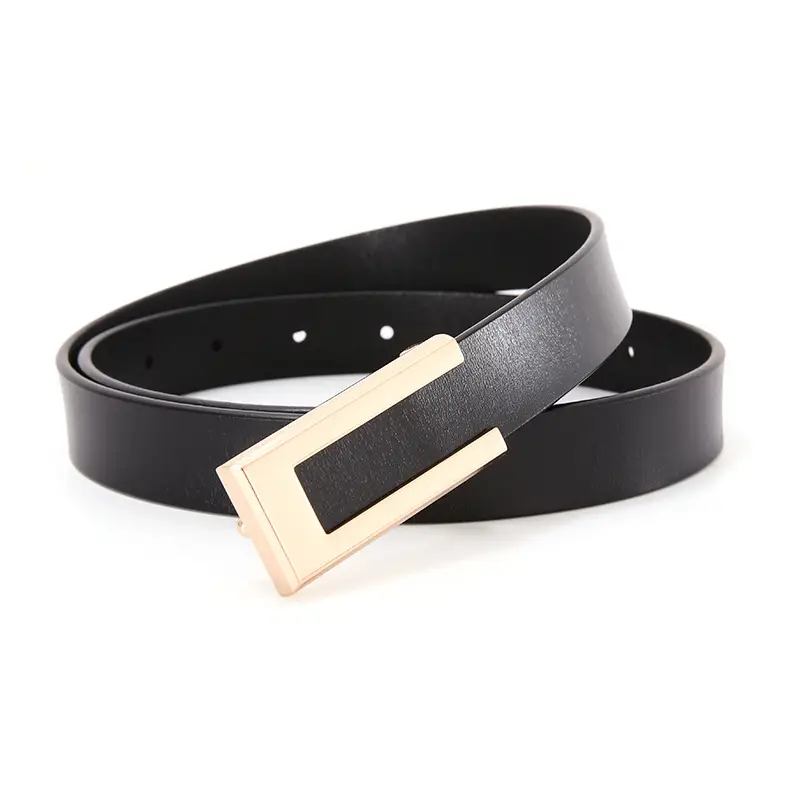 Women's Brown Leather Belt with Gold Buckle - Image 6