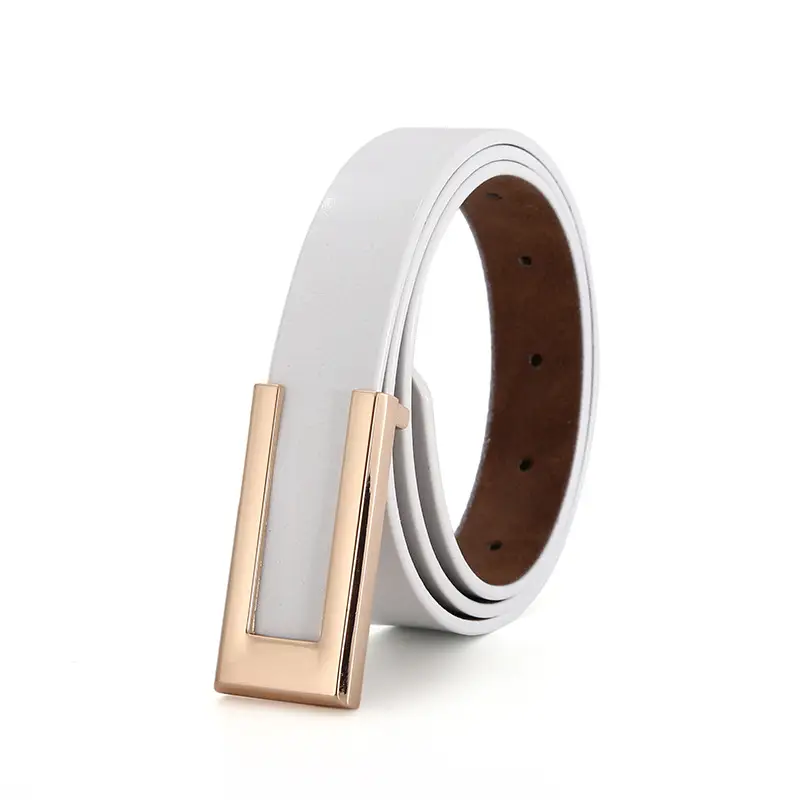 Women's Brown Leather Belt with Gold Buckle - Image 8