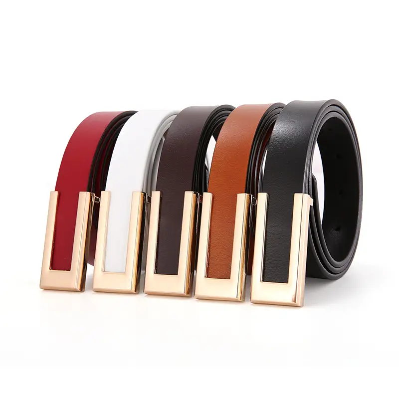 Women's Brown Leather Belt with Gold Buckle - Image 10