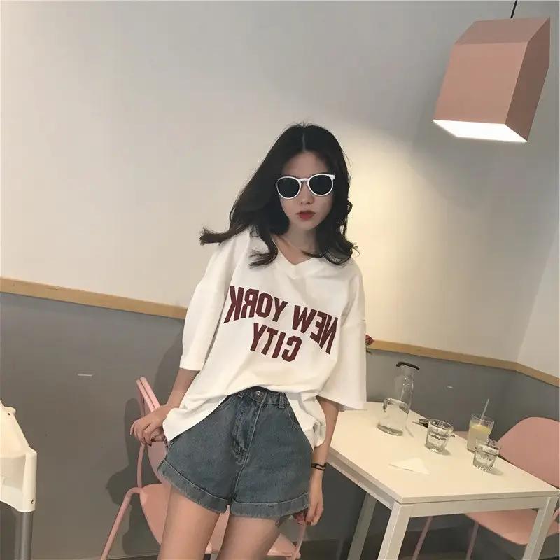 2025 Women V-Neck Letter Print T-Shirt Shorts Set — feature 10