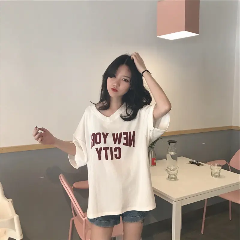 2025 Women V-Neck Letter Print T-Shirt Shorts Set — feature 7