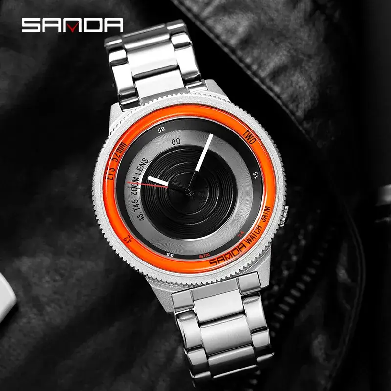 Sanda Men's Black Red Quartz Watch with 120 Hours Display - Image 7