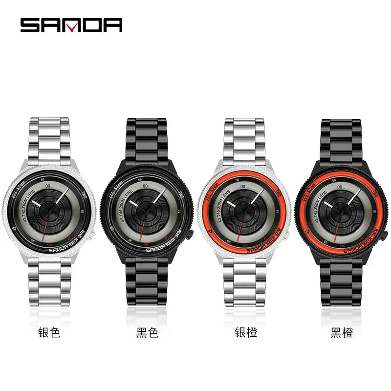 Sanda Men's Black Red Quartz Watch with 120 Hours Display - Image 8