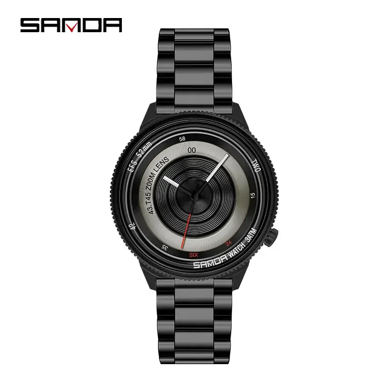 Sanda Men's Black Red Quartz Watch with 120 Hours Display - Image 9
