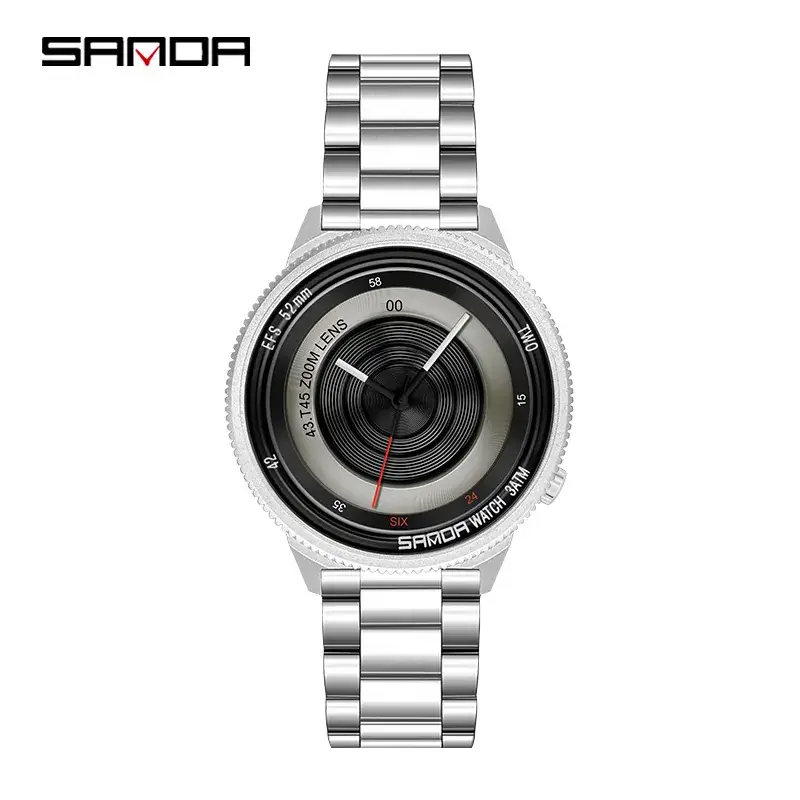 Sanda Men's Black Red Quartz Watch with 120 Hours Display - Image 3