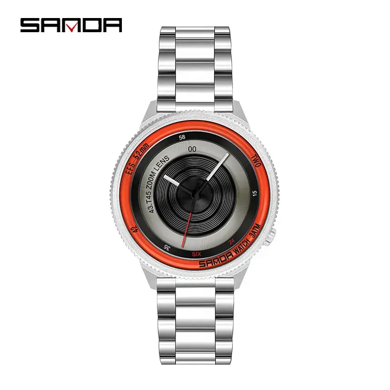 Sanda Men's Black Red Quartz Watch with 120 Hours Display - Image 4