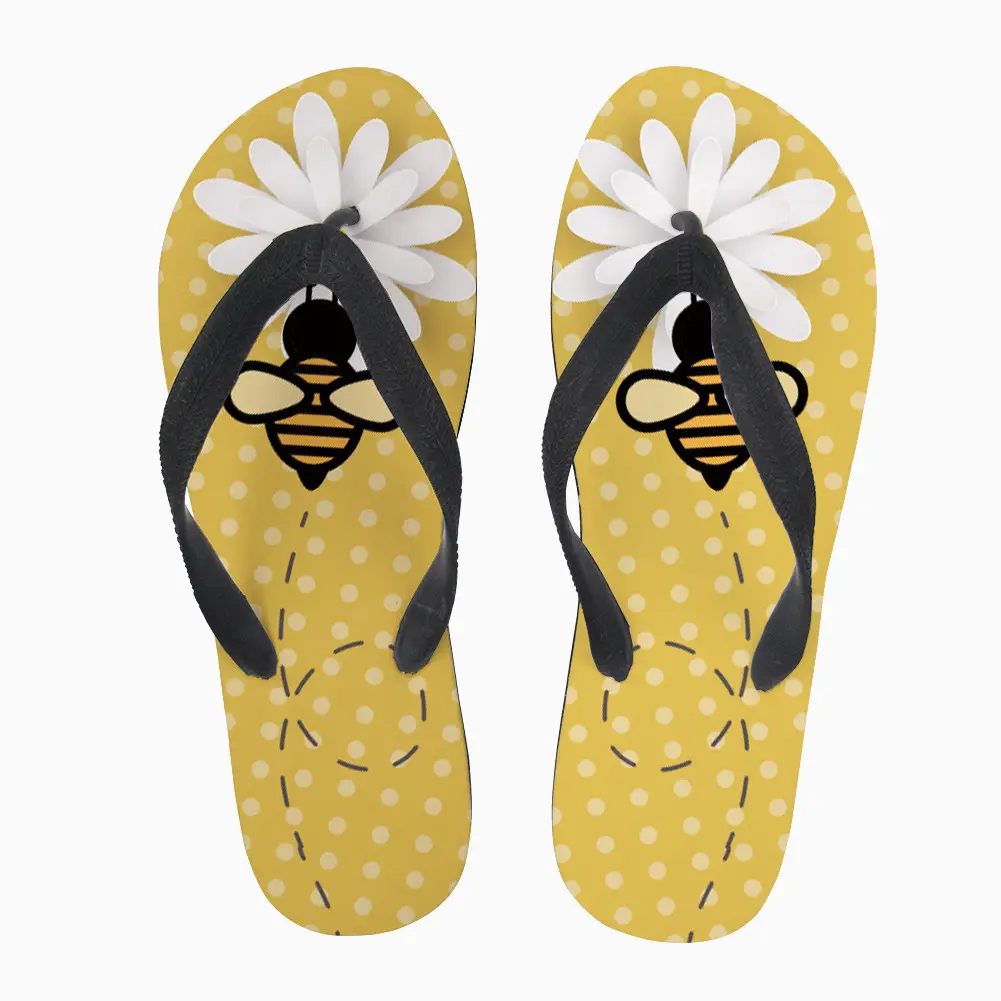 Bee Honeybee Print Flip Flops Summer Beach Wear