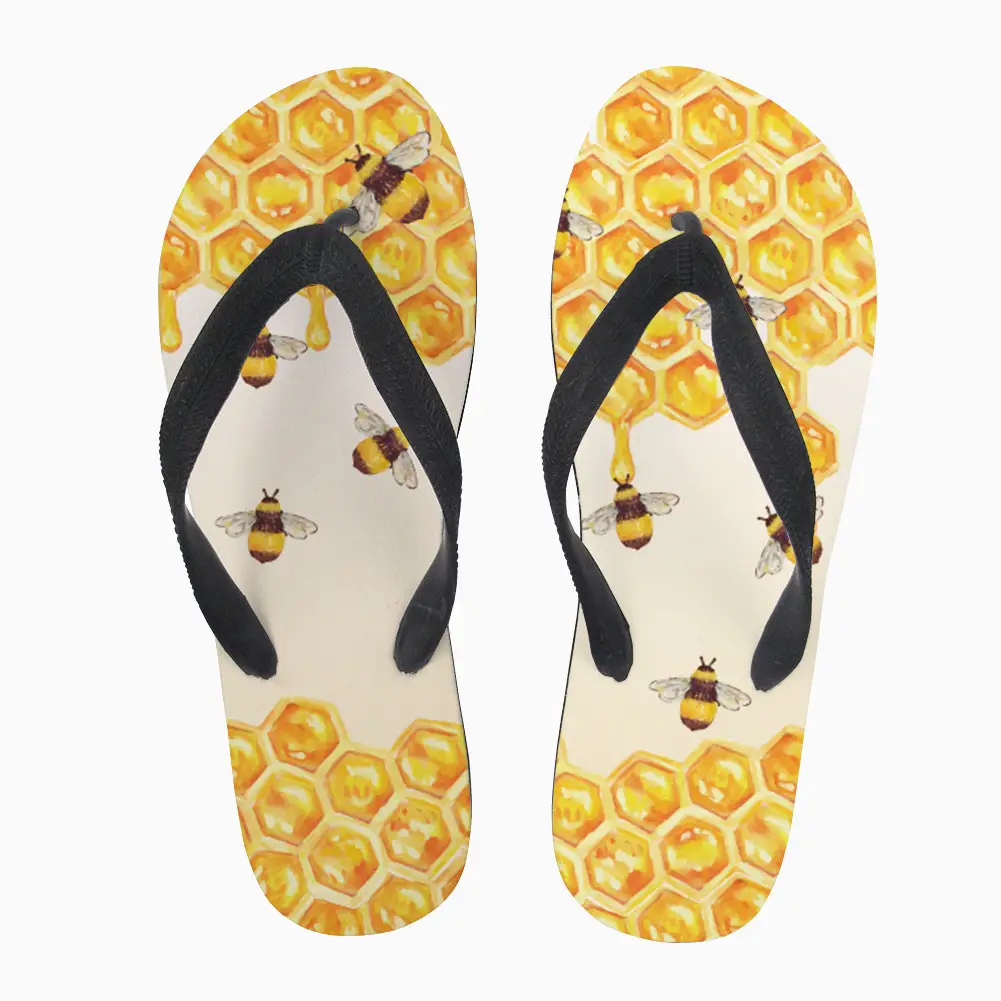 Bee Honeybee Print Flip Flops Summer Beach Wear