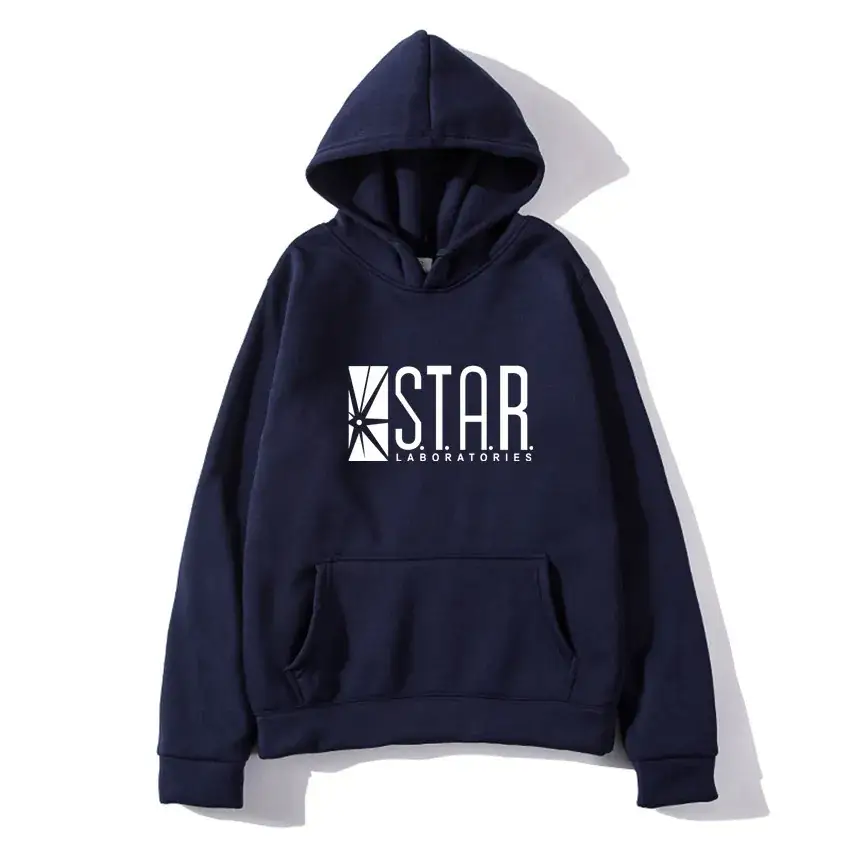 Star Logo Men's Blue Hooded Hoodie