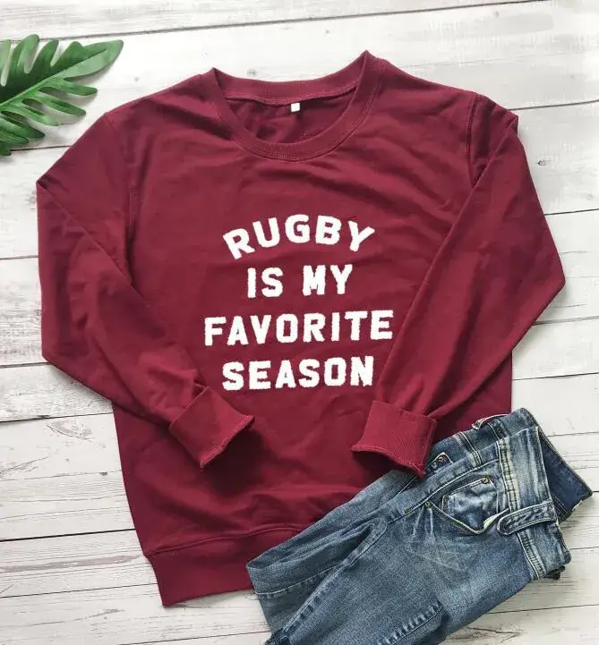 Pink Rugby Print Crewneck Sweatshirt for Women
