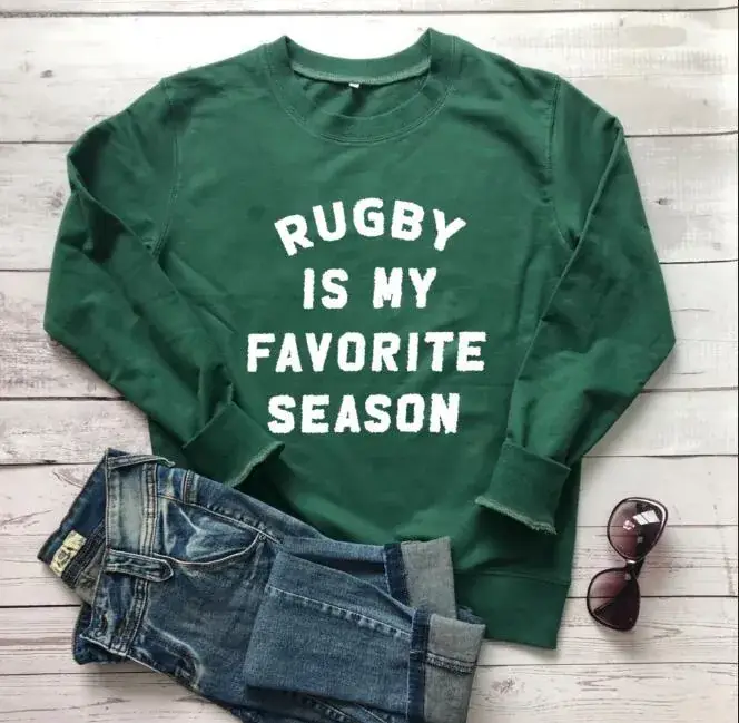 Pink Rugby Print Crewneck Sweatshirt for Women