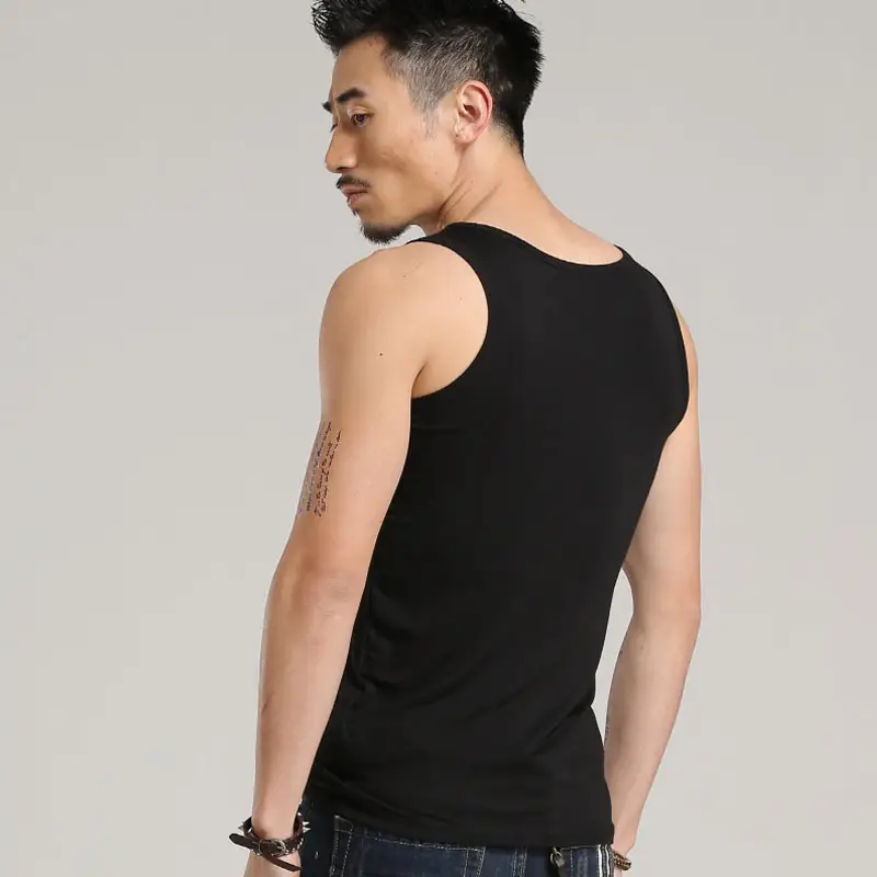 Men's Cotton Breathable Vest Black Summer Sports Fitness - Image 6