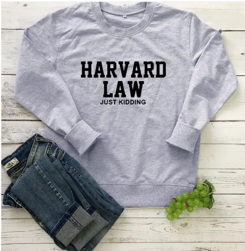 Pink Harvard Law Just Kidding Round Neck Sweater - Image 3