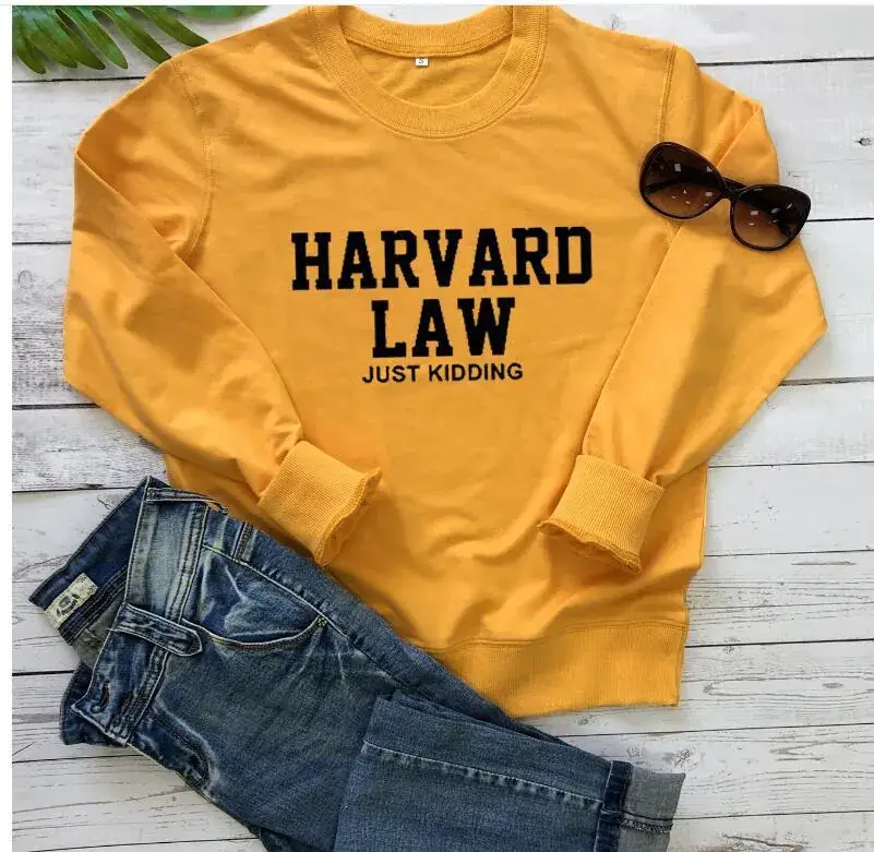 Pink Harvard Law Just Kidding Round Neck Sweater - Image 4