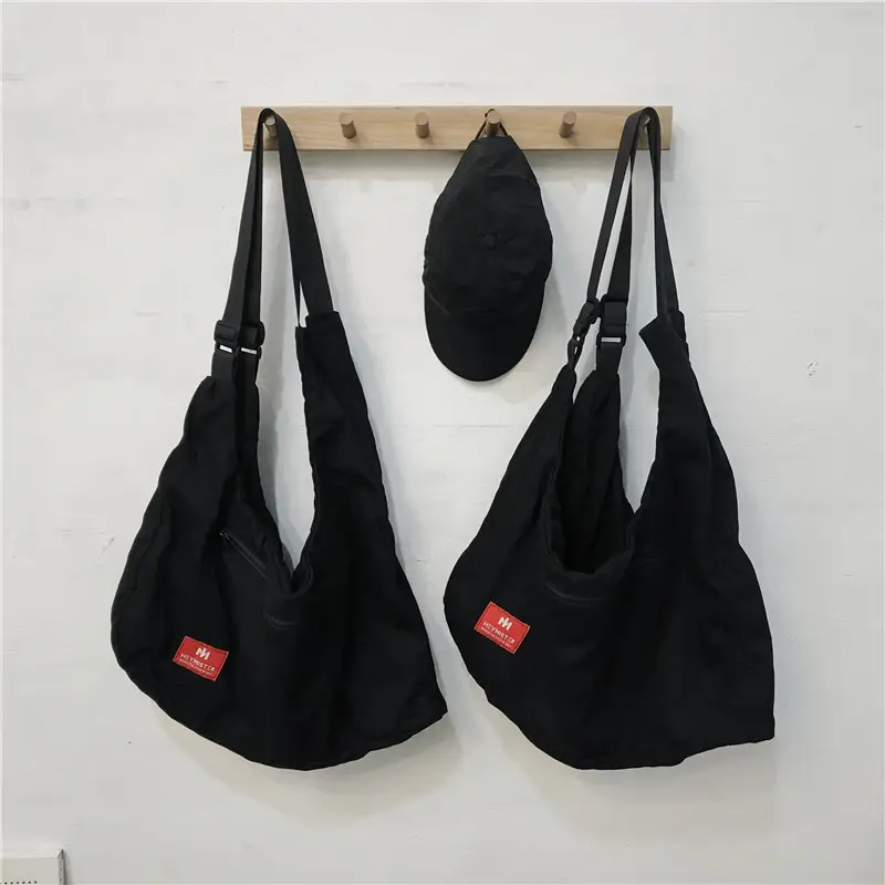 Men Black Crossbody Bag Set with Cap Hat - Image 3
