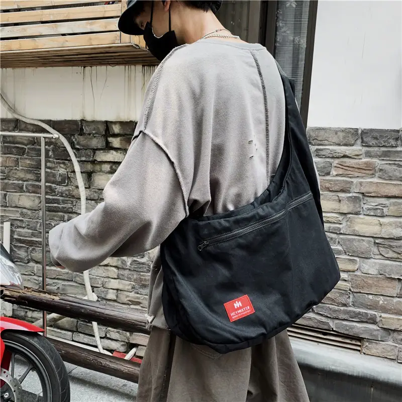 Men Black Crossbody Bag Set with Cap Hat - Image 4