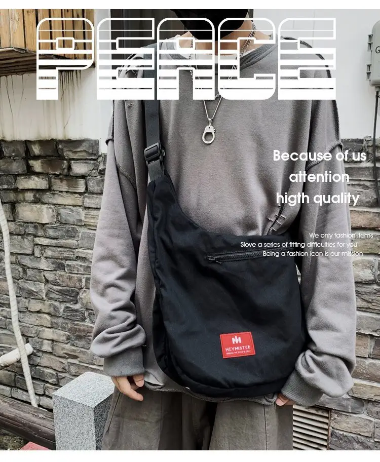 Men Black Crossbody Bag Set with Cap Hat — feature 3