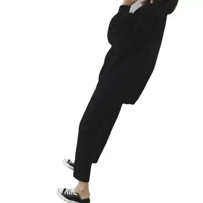 Women's Black Woolen Trousers Radish Design - Image 5