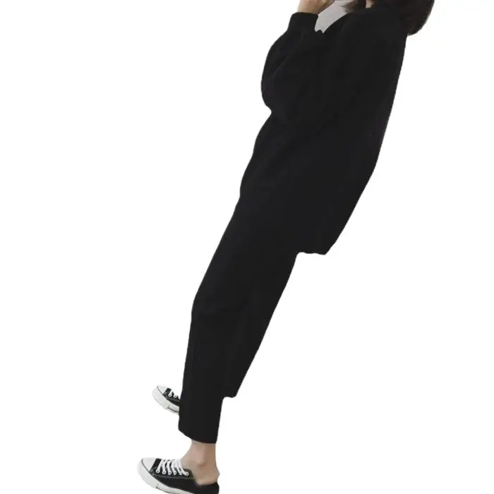 Women's Black Woolen Trousers Radish Design - Image 8