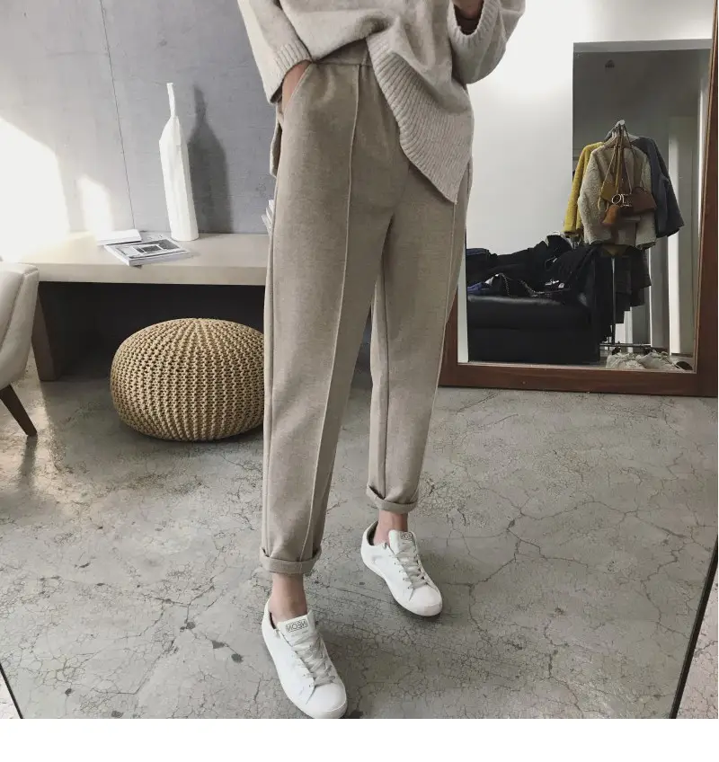Women's Black Woolen Trousers Radish Design — feature 16