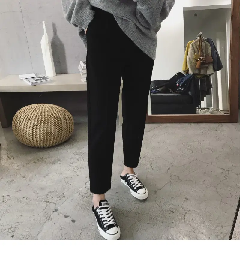 Women's Black Woolen Trousers Radish Design — feature 29