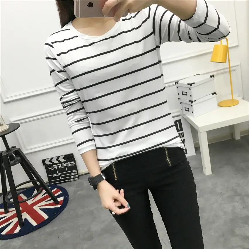 Women Striped Long Sleeve T-Shirt 2025 Autumn — feature 12