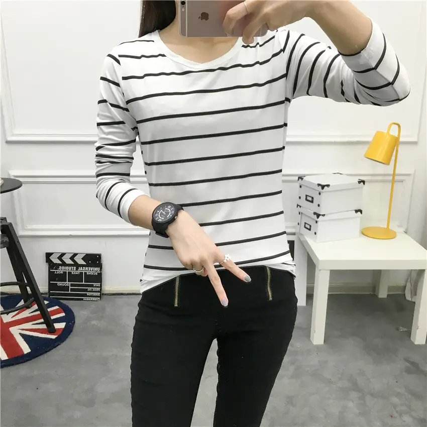 Women Striped Long Sleeve T-Shirt 2025 Autumn — feature 13