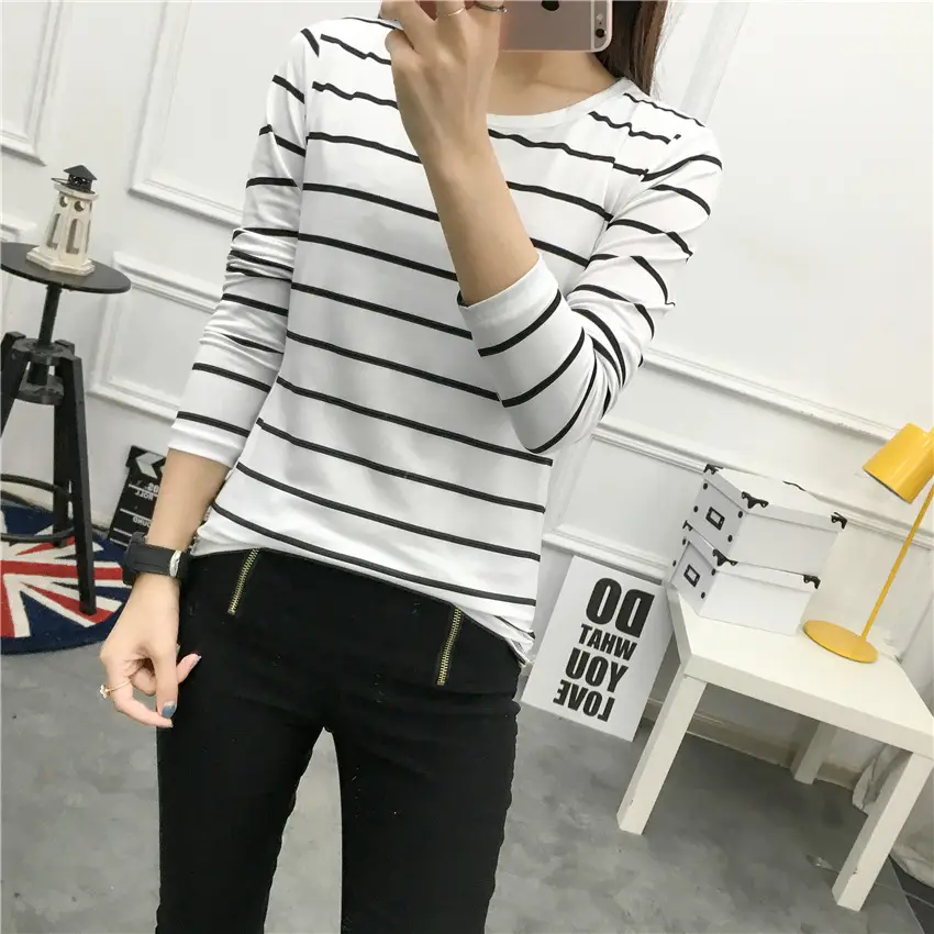 Women Striped Long Sleeve T-Shirt 2025 Autumn — feature 18