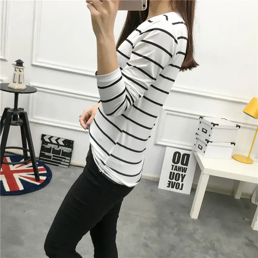 Women Striped Long Sleeve T-Shirt 2025 Autumn — feature 19