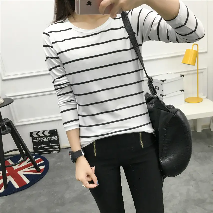 Women Striped Long Sleeve T-Shirt 2025 Autumn — feature 20