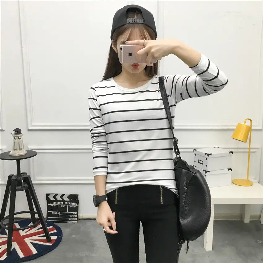 Women Striped Long Sleeve T-Shirt 2025 Autumn — feature 23