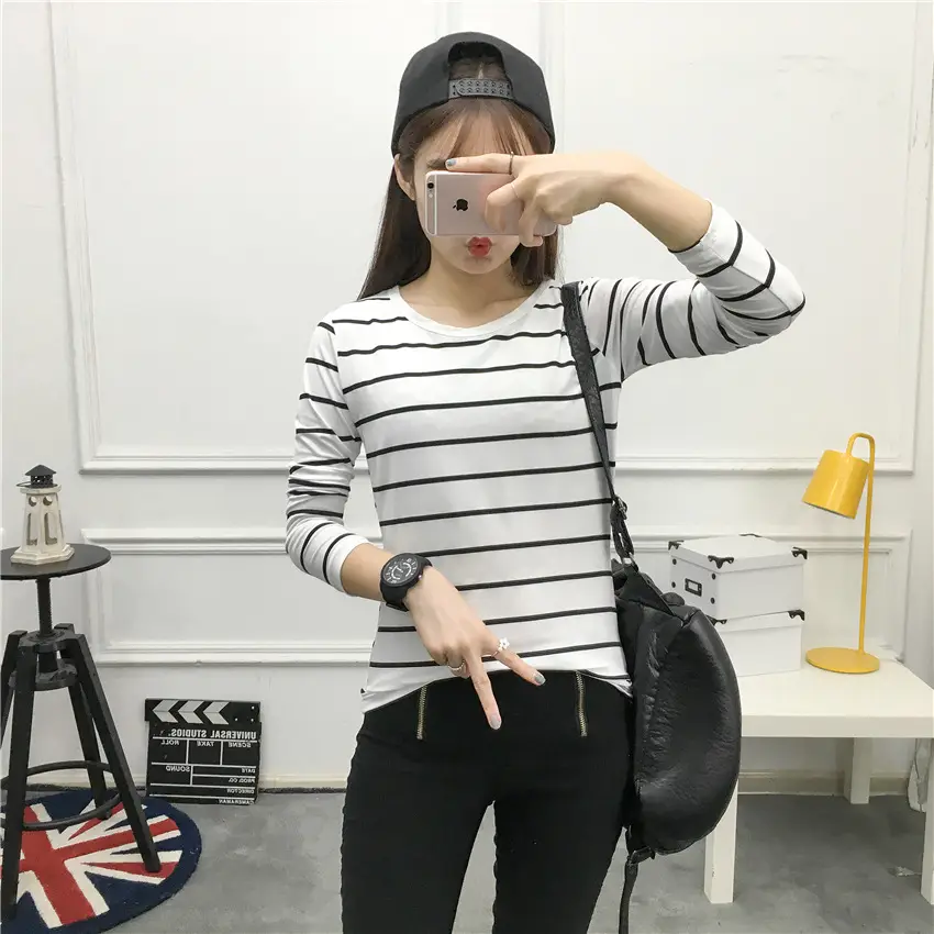 Women Striped Long Sleeve T-Shirt 2025 Autumn — feature 24