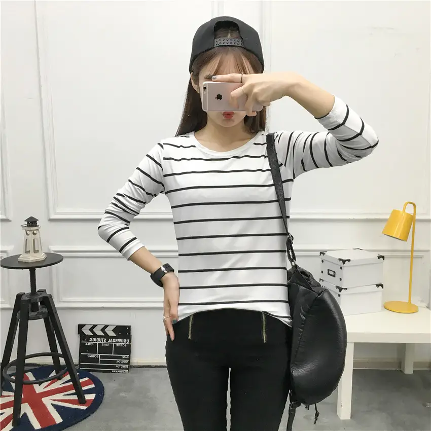 Women Striped Long Sleeve T-Shirt 2025 Autumn — feature 25