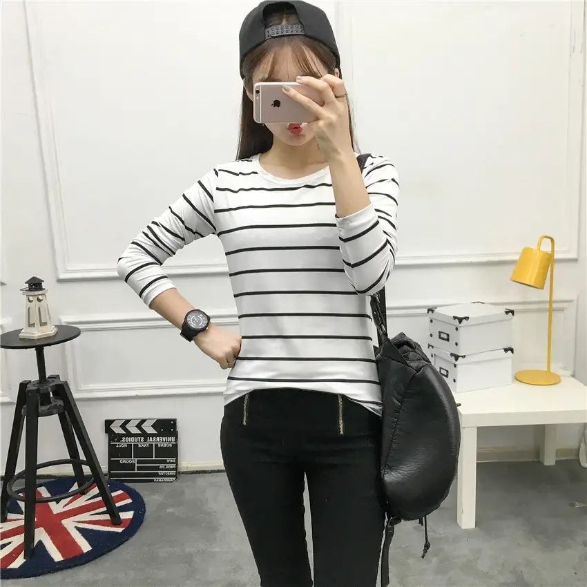 Women Striped Long Sleeve T-Shirt 2025 Autumn — feature 26