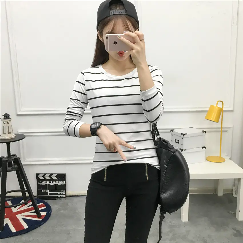 Women Striped Long Sleeve T-Shirt 2025 Autumn — feature 27