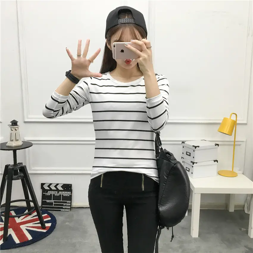 Women Striped Long Sleeve T-Shirt 2025 Autumn — feature 28