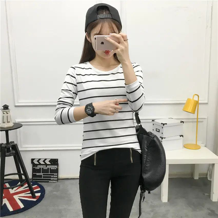 Women Striped Long Sleeve T-Shirt 2025 Autumn — feature 29